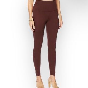 Spanx Ponte Knit Leggings Brandy Wine Shapewear Pants Ret $98 Small